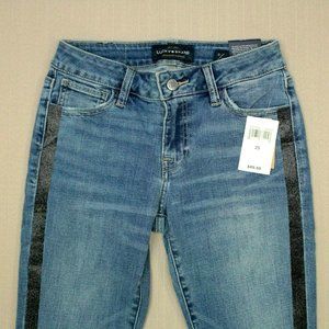 Lucky Brand Blue Skinny Jeans with Tuxedo Stripe